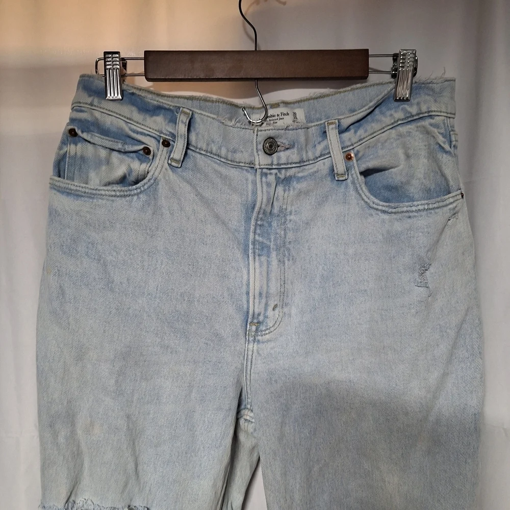 Abercrombie & Fitch Light Blue High Rise Distressed Jeans